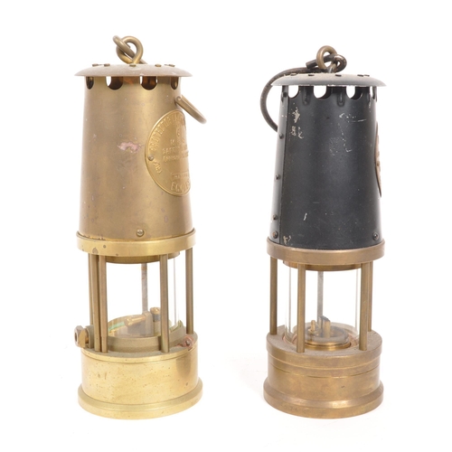 240 - Eccles - Two brass metal vintage 20th century safety miner's lamps. The protector lamp and lighting,... 