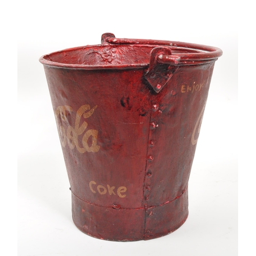 241 - Coca-Cola - A mid 20th century hand painted metal Coca-Cola design bucket. The bucket hand painted i... 