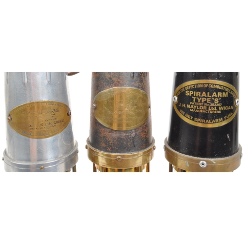 244 - J. H. Naylor Ltd - Type S - Three brass metal vintage 20th century safety miner's spiralarm detectio... 