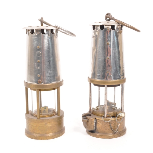 246 - Eccles - Two brass metal vintage 20th century safety miner's lamps. The protector lamp and lighting,... 