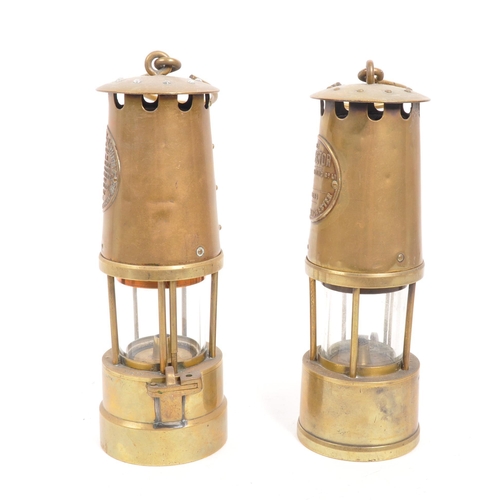 247 - Eccles - Two brass metal vintage 20th century safety miner's lamps. The protector lamp and lighting,... 