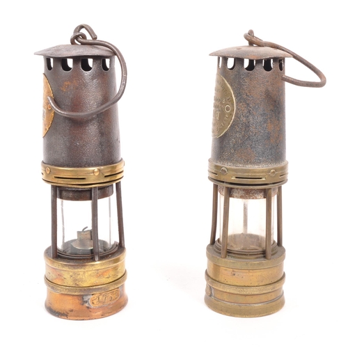 248 - Hailwood & Ackroyd - Two brass metal vintage 20th century safety miner's lamps. The protector la... 