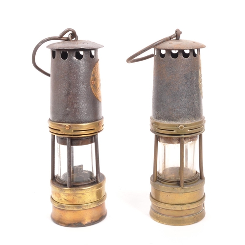 248 - Hailwood & Ackroyd - Two brass metal vintage 20th century safety miner's lamps. The protector la... 