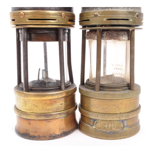 248 - Hailwood & Ackroyd - Two brass metal vintage 20th century safety miner's lamps. The protector la... 