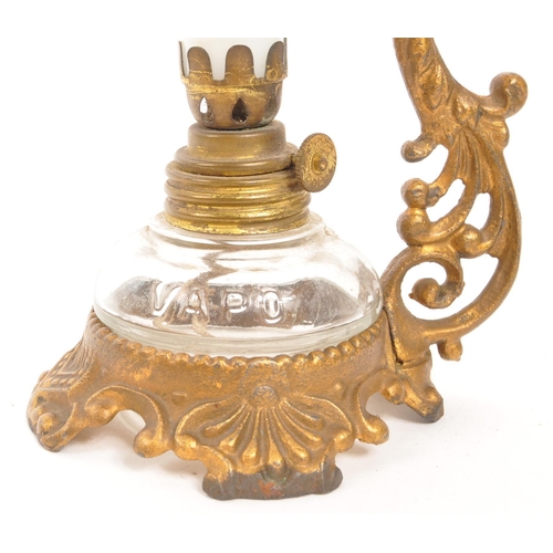 250 - A late 19th century Victorian oil lamp / censer. The lamp featuring a pressed glass reservoir with '... 