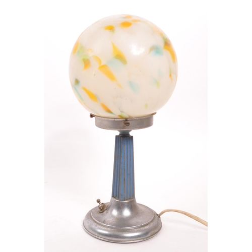 275 - A 20th Century circa 1920s / 30s Art Deco glass tutti frutti dome table lamp raised on pillar suppor... 