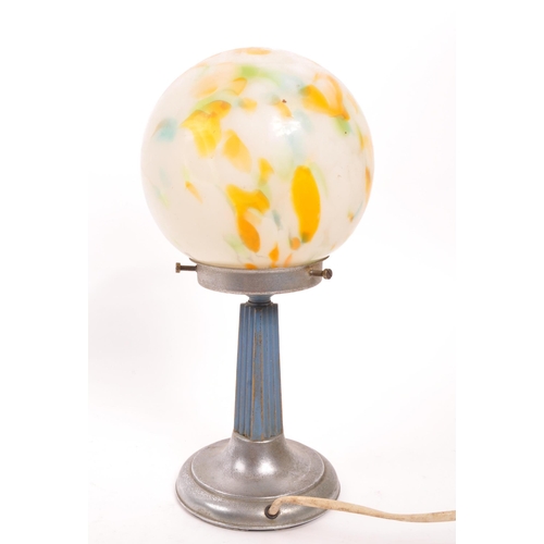 275 - A 20th Century circa 1920s / 30s Art Deco glass tutti frutti dome table lamp raised on pillar suppor... 