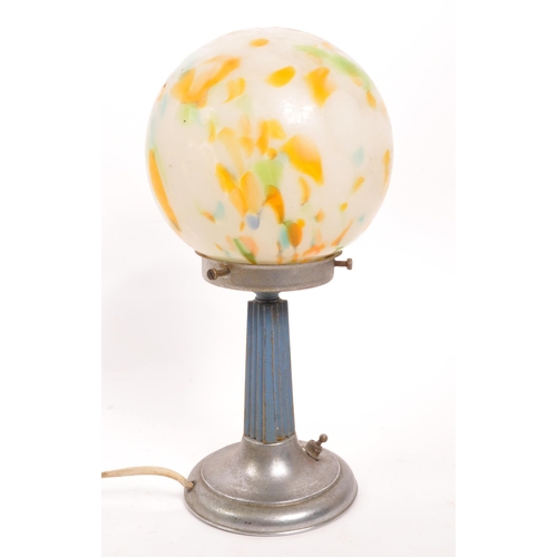 275 - A 20th Century circa 1920s / 30s Art Deco glass tutti frutti dome table lamp raised on pillar suppor... 