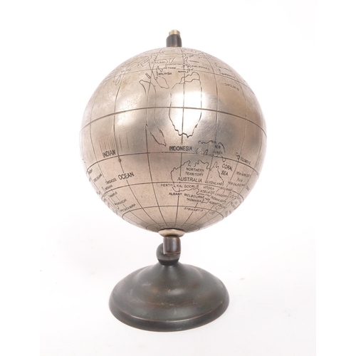 277 - A small 20th Century circa 1960s / 70s metallic world desktop globe with copper frame and base.(17cm... 