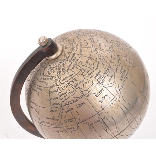 277 - A small 20th Century circa 1960s / 70s metallic world desktop globe with copper frame and base.(17cm... 