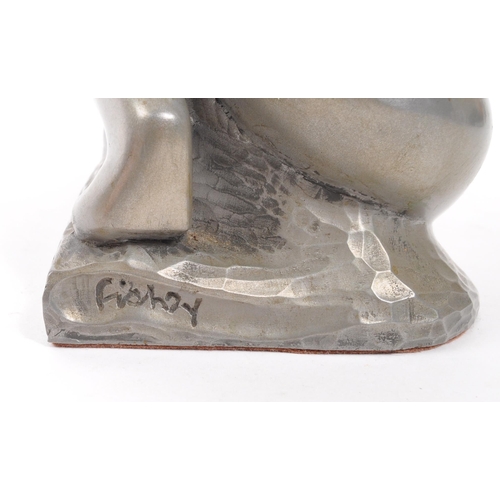 281 - The Fisher Collection -  A contemporary pewter style otter figurine by Richard Fisher on naturalisti... 