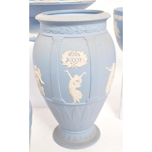 29 - Wedgwood - A collection of six pieces of Wedgwood Jasperware in light blue and white colourway. Comp... 