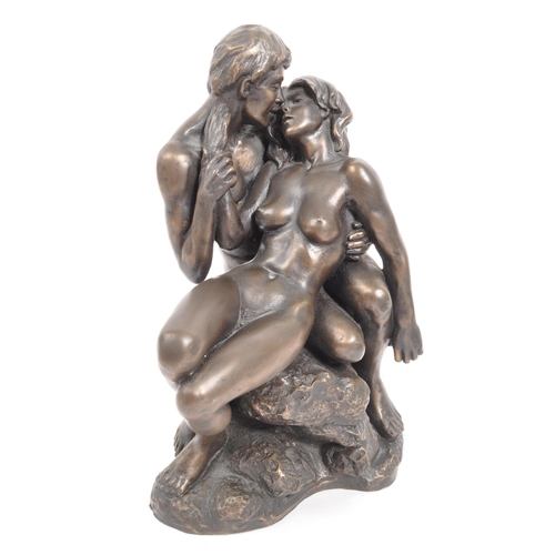 290 - Heredities - Two contemporary bronze resin nude statue / figurines. Titled Look of Love & Lovers... 