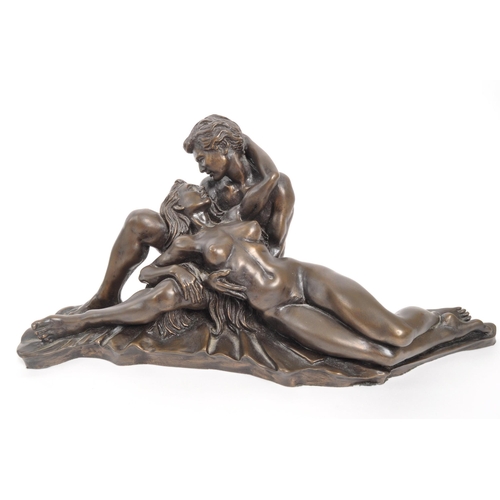 290 - Heredities - Two contemporary bronze resin nude statue / figurines. Titled Look of Love & Lovers... 