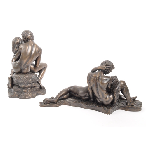 290 - Heredities - Two contemporary bronze resin nude statue / figurines. Titled Look of Love & Lovers... 