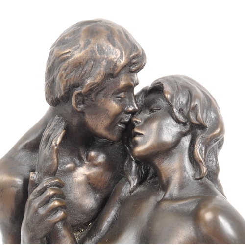 290 - Heredities - Two contemporary bronze resin nude statue / figurines. Titled Look of Love & Lovers... 