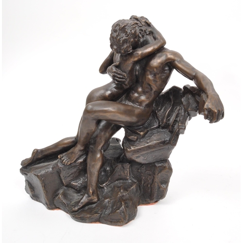 291 - A collection of bronze resin nude Art Nouveau style figurines / statues. Some depict courting couple... 