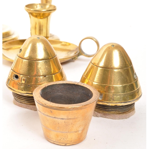 314 - Two early 20th century WW1 brass shell fuses, alongside a collection of other decorative brass items... 