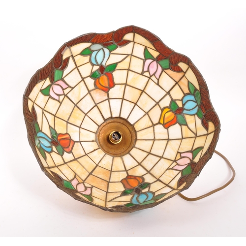 318 - Tiffany Manner - A vintage 20th century hanging ceiling light shade. Circular tapering form with col... 