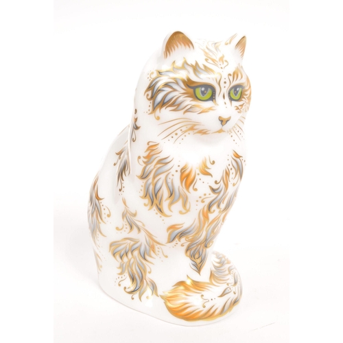 33 - Royal Crown Derby - A porcelain china Royal Crown Derby ' Fifi the Cat ' paperweight figurine. With ... 