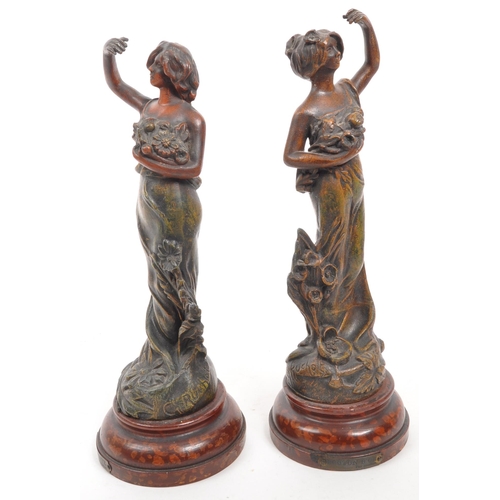 337 - After Charles Ruchot - Les Iris - A pair of 20th century French Art Nouveau cold painted spelter Iri... 