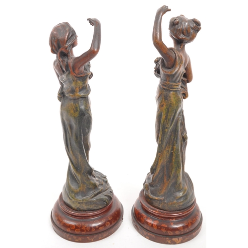 337 - After Charles Ruchot - Les Iris - A pair of 20th century French Art Nouveau cold painted spelter Iri... 