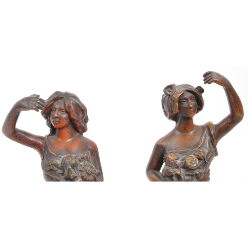 337 - After Charles Ruchot - Les Iris - A pair of 20th century French Art Nouveau cold painted spelter Iri... 