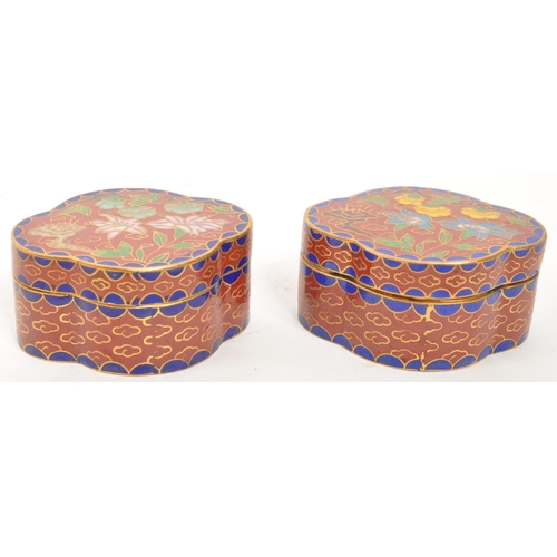 344 - A collection of x10 vintage Chinese Cloisonne enamelled trinket pots decorated with floral motifs, b... 