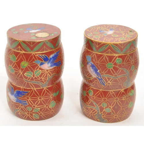 344 - A collection of x10 vintage Chinese Cloisonne enamelled trinket pots decorated with floral motifs, b... 