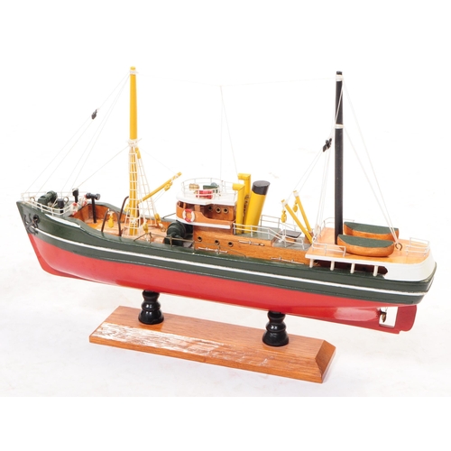 359 - Three hand made scratch built model boats comprising x2 stationary wooden examples with detailed rig... 