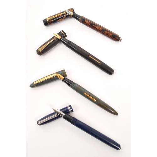 379 - A collection of assorted lever fill fountain pens to include one Queensway example with a 14ct gold ... 