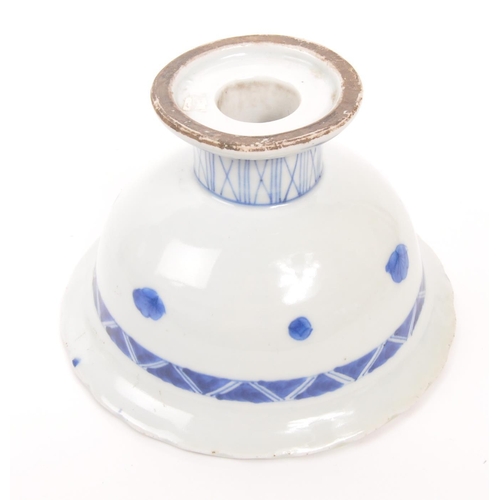 382 - An early 20th Century circa 1920s Chines blue and white tazza bowl painted with blue bamboo decorati... 