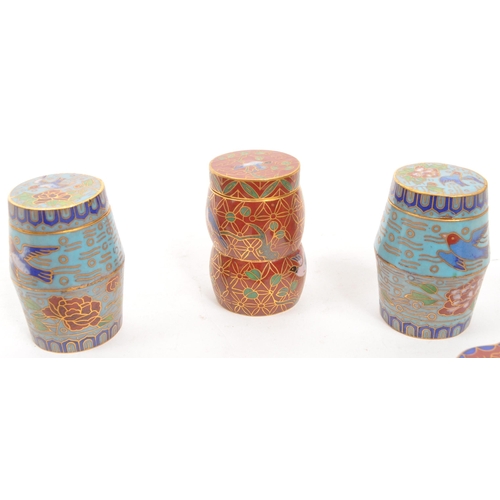 389 - A collection of x10 vintage Chinese Cloisonne enamelled trinket pots decorated with floral motifs, b... 