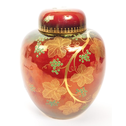 396 - Carlton Ware - A mid 20th century Carlton Ware Rouge Royale lidded ginger jar. The jar having a roug... 