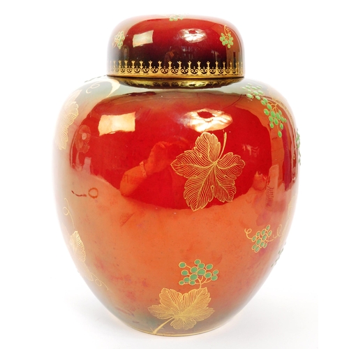 396 - Carlton Ware - A mid 20th century Carlton Ware Rouge Royale lidded ginger jar. The jar having a roug... 