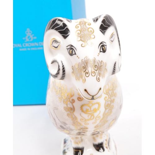 4 - Royal Crown Derby - A porcelain china limited edition ' Heritage Ram ' Royal Crown Derby paperweight... 