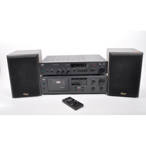 405 - NAD - A late 20th century 1990s NAD stereo reciever 701 and NAD stereo cassette deck 602 alongside a... 