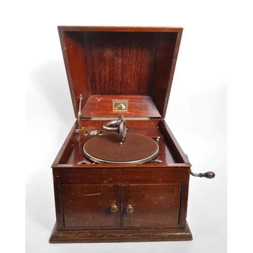 406 - His Masters Voice HMV - A 20th Century 1920s HMV gramophone within wooden box, having hinged lid and... 