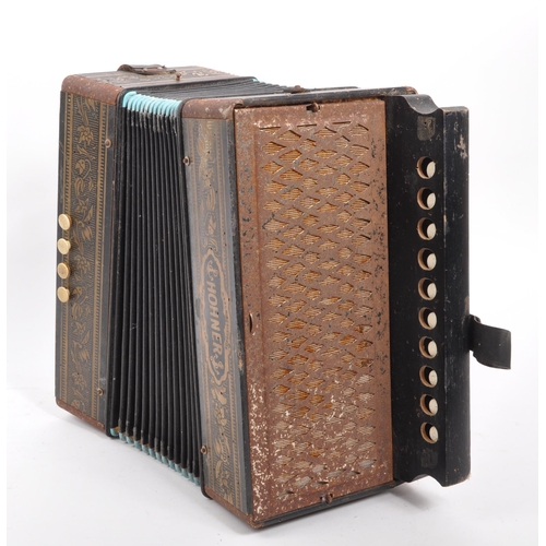 412 - An early 20th Century circa 1910s / 20s Hohner ten button diatonic piano accordion musical instrumen... 