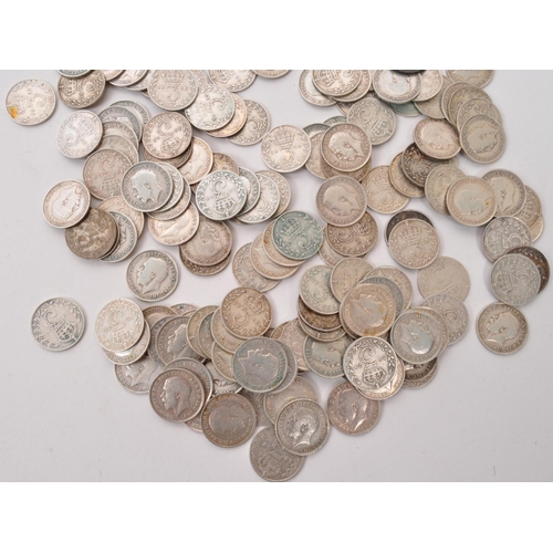 468 - A large collection of early 20th century pre-1920 British .925 silver threepence coins. The coins da... 