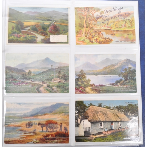 489 - Ireland. Album of postcards (113) mostly subject type. Comic, Greetings, Colleens, Jaunting cars / c... 