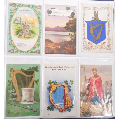 489 - Ireland. Album of postcards (113) mostly subject type. Comic, Greetings, Colleens, Jaunting cars / c... 