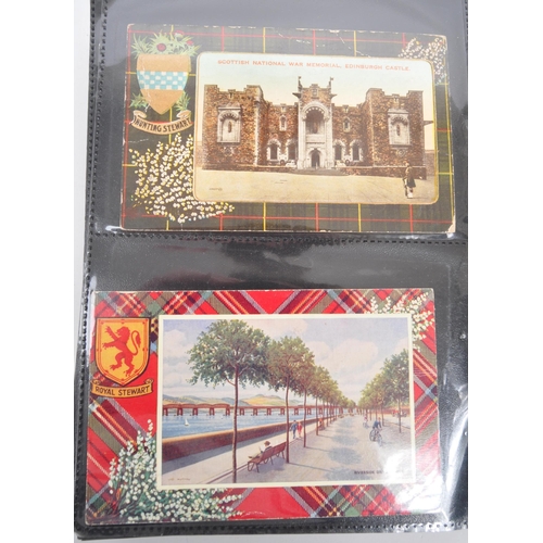 490 - Scotland Tartan themed postcards. Collection (170). Scottish Heraldry / Coats of Arms, topographic T... 