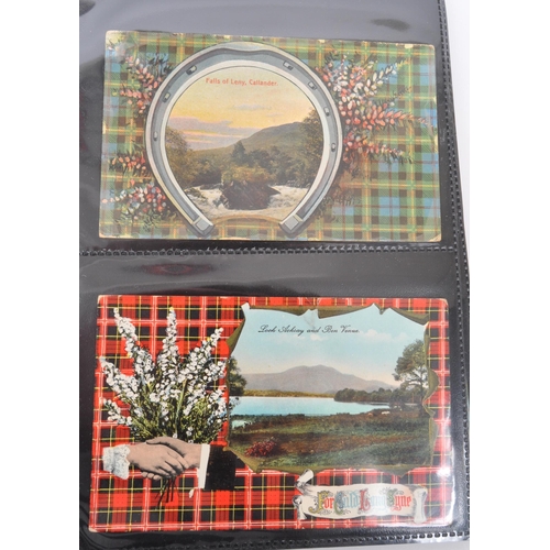 490 - Scotland Tartan themed postcards. Collection (170). Scottish Heraldry / Coats of Arms, topographic T... 