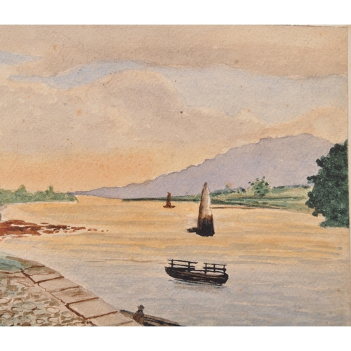 494 - Ireland Co. Louth Castle Carlingford Narrow Water. Original watercolour mounted on card. Signed J.M.... 