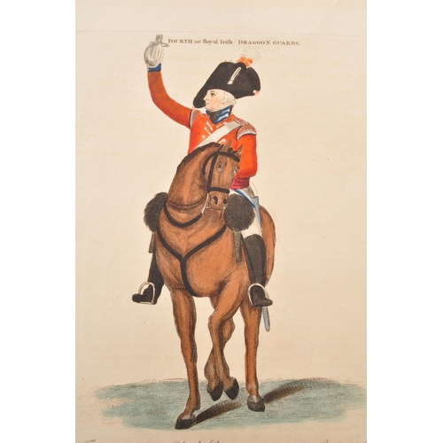 495 - 4th Royal Irish Dragoon Guards cavalry regiment. Hand-coloured original print of soldier on horse-ba... 