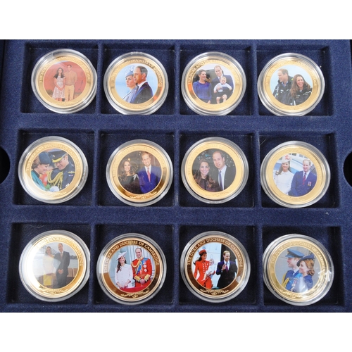 498 - A collection of gold plated Royal Family photographic coins comprising Her Majesty Queen Elizabeth I... 