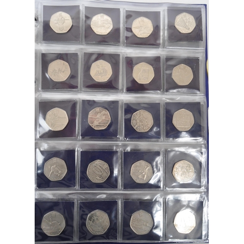 502 - A collection of 20th century British fifty pence 50p coins and two pound £2 coins to include approx ... 