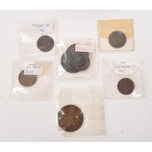 503 - A collection of 18th, 19th century George III and Queen Victoria and 20th century copper coins to in... 