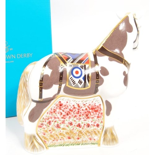 51 - Royal Crown Derby - A porcelain china limited edition Royal Crown Derby ' WWI War Horse ' paperweigh... 